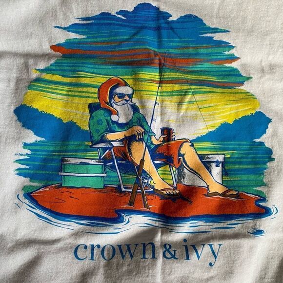 Crown & Ivy Long Sleeve Fishing Christmas Shirt Size Large - Picture 2 of 8